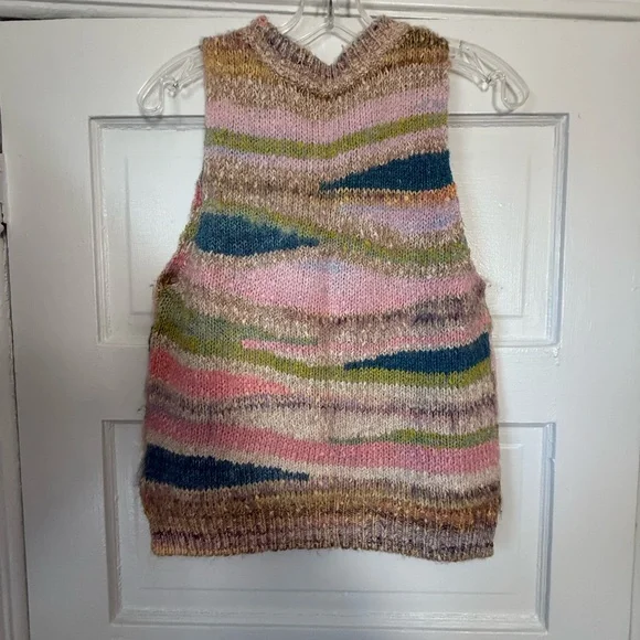Pilcro Multicolor Knit Sleeveless Sweater Vest - Pink, Blue & Green - Picture 3 of 4